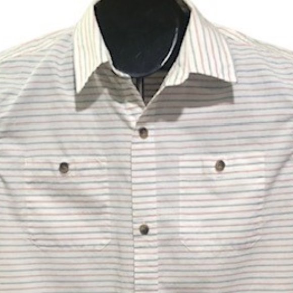 Gap Kids Red White Blue Short Sleeve Button Down Shirt XXL Striped Casual EUC - Picture 4 of 5